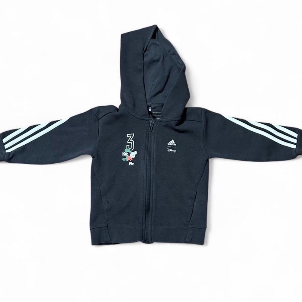 adidas Disney Kids Grey Hoodie with White Stripes